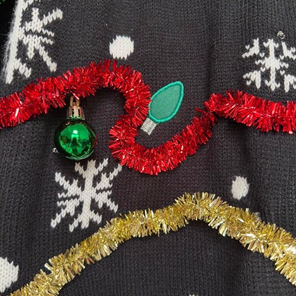 Blizzard Bay Black Knit Ugly Christmas Sweater Size XL - Picture 4 of 8